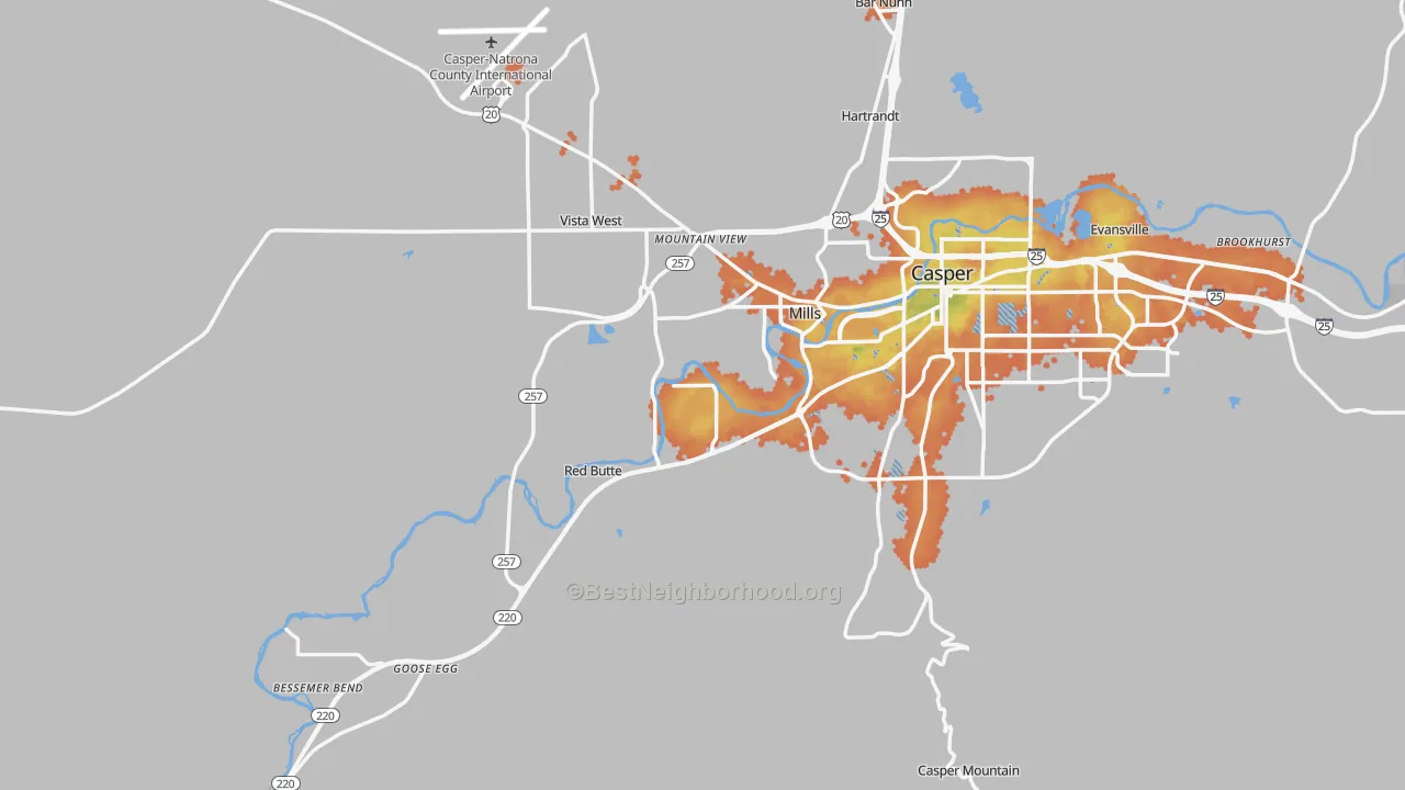 Bike Grade map of 82604, WY