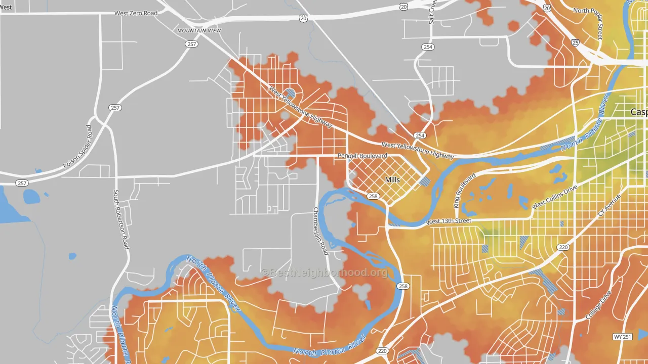 Bike Grade map of 82644, WY
