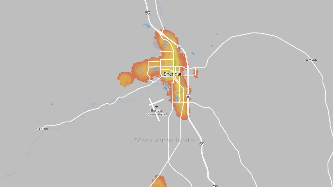 Bike Grade map of 82801, WY