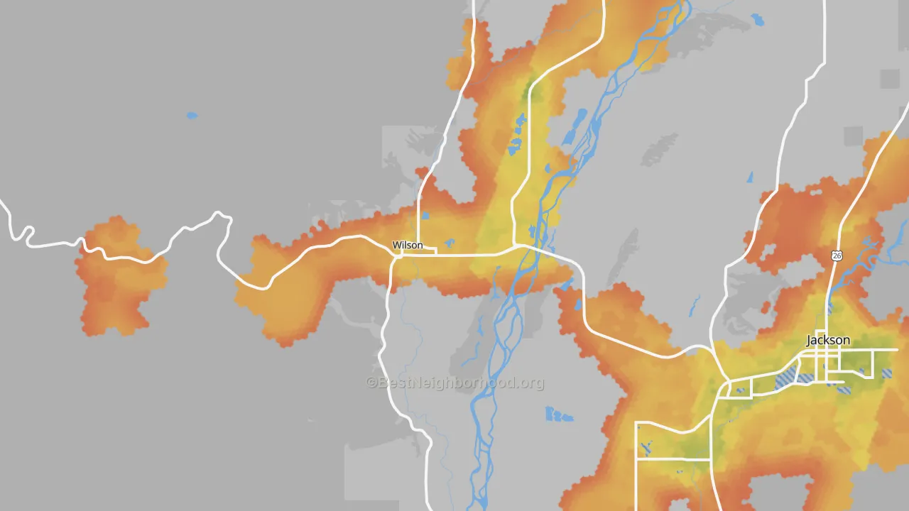 Bike Grade map of 83014, WY