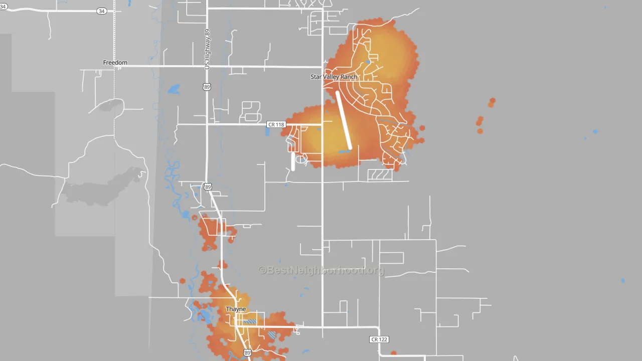 Bike Grade map of 83127, WY