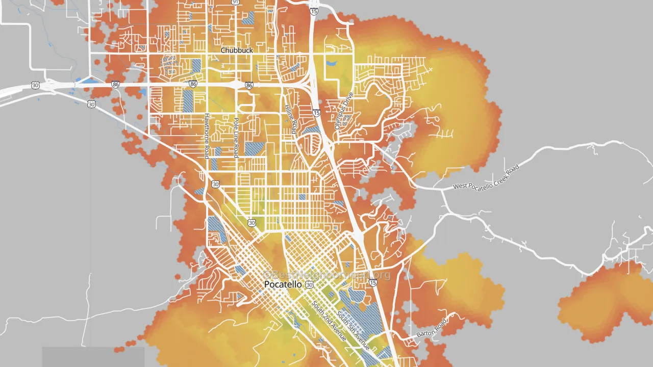 Bike Grade map of 83201, ID
