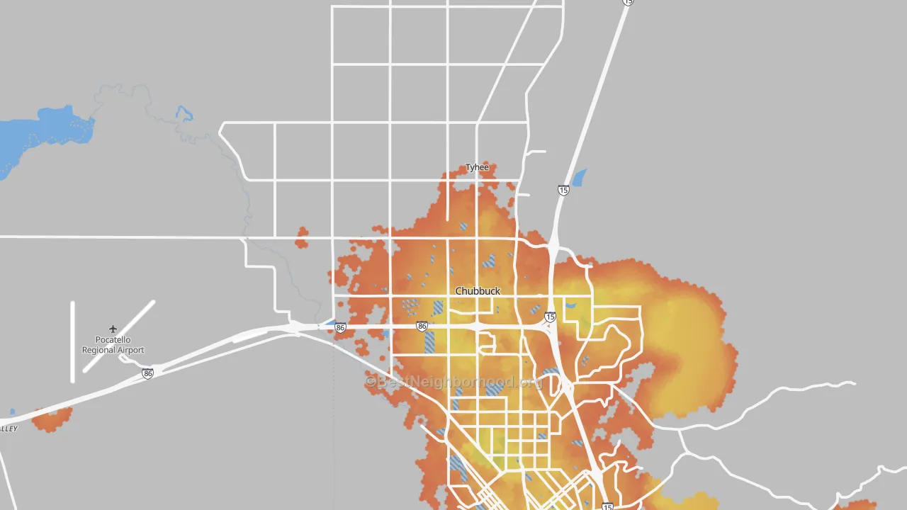 Bike Grade map of 83202, ID