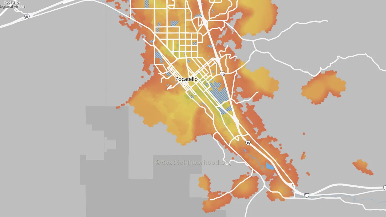 Bike Grade map of 83204, ID
