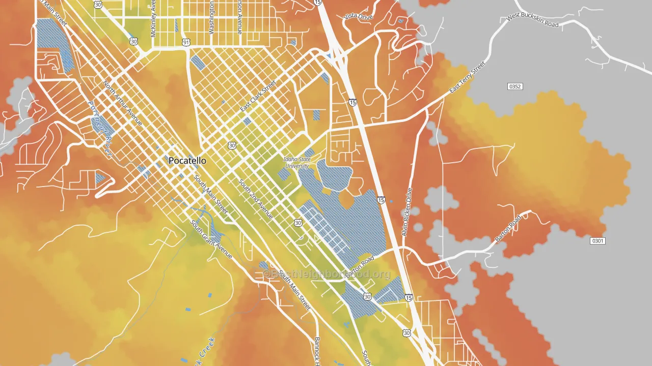 Bike Grade map of 83209, ID