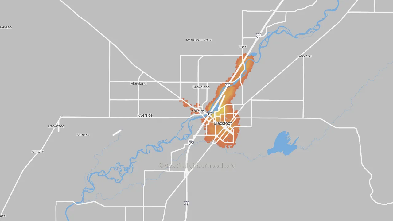 Bike Grade map of 83221, ID