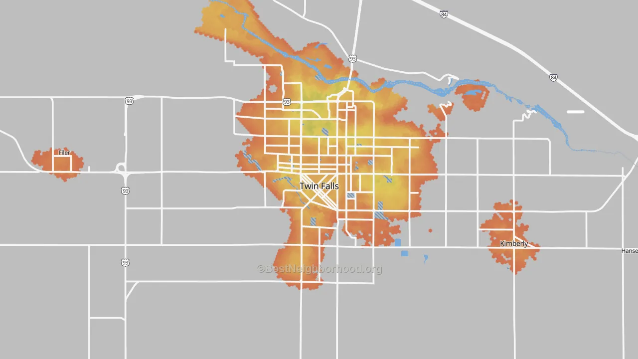 Bike Grade map of 83301, ID