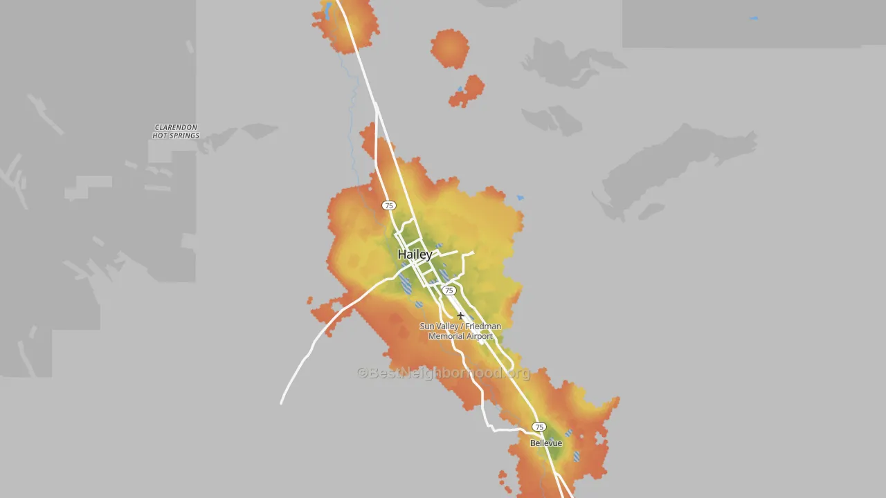 Bike Grade map of 83333, ID