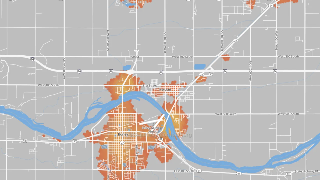 Bike Grade map of 83336, ID