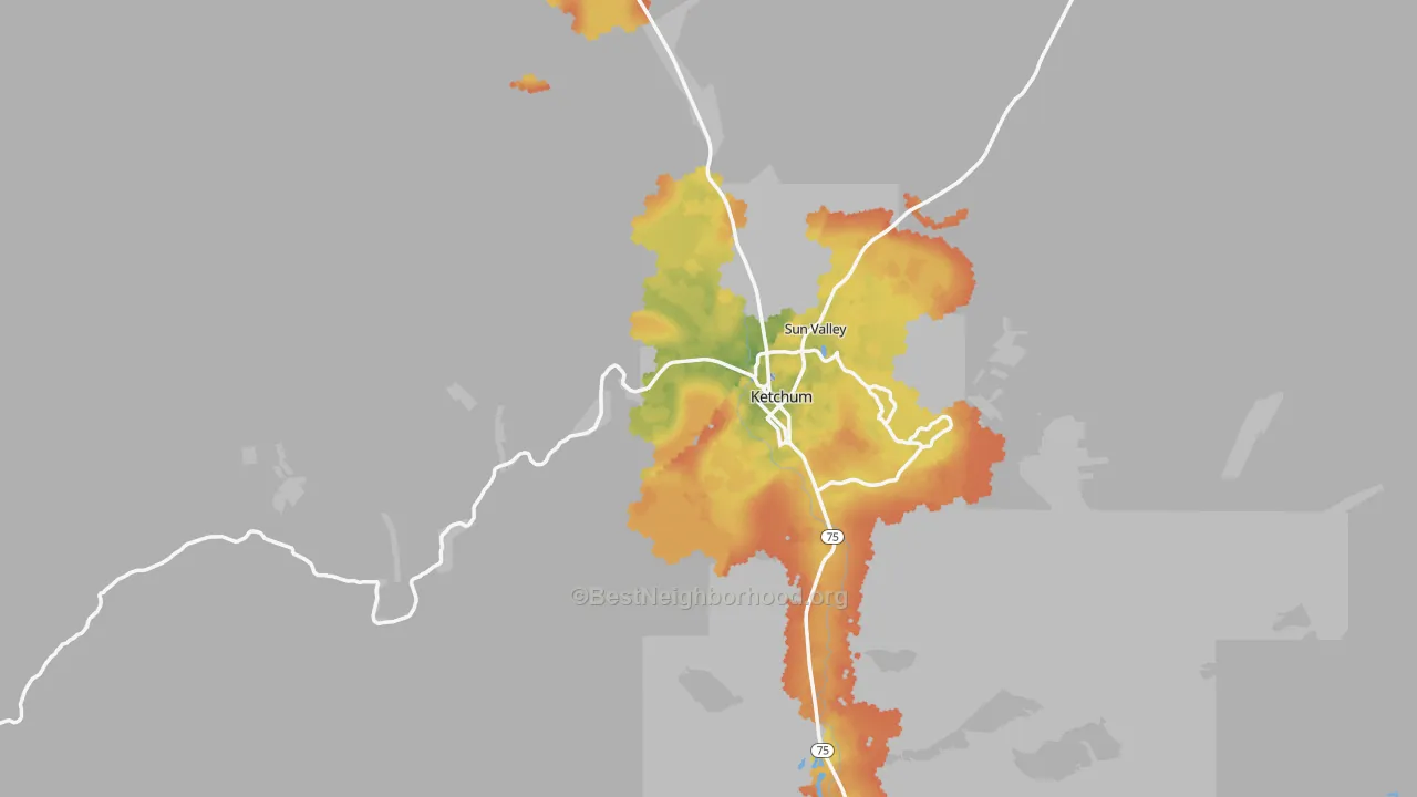 Bike Grade map of 83340, ID