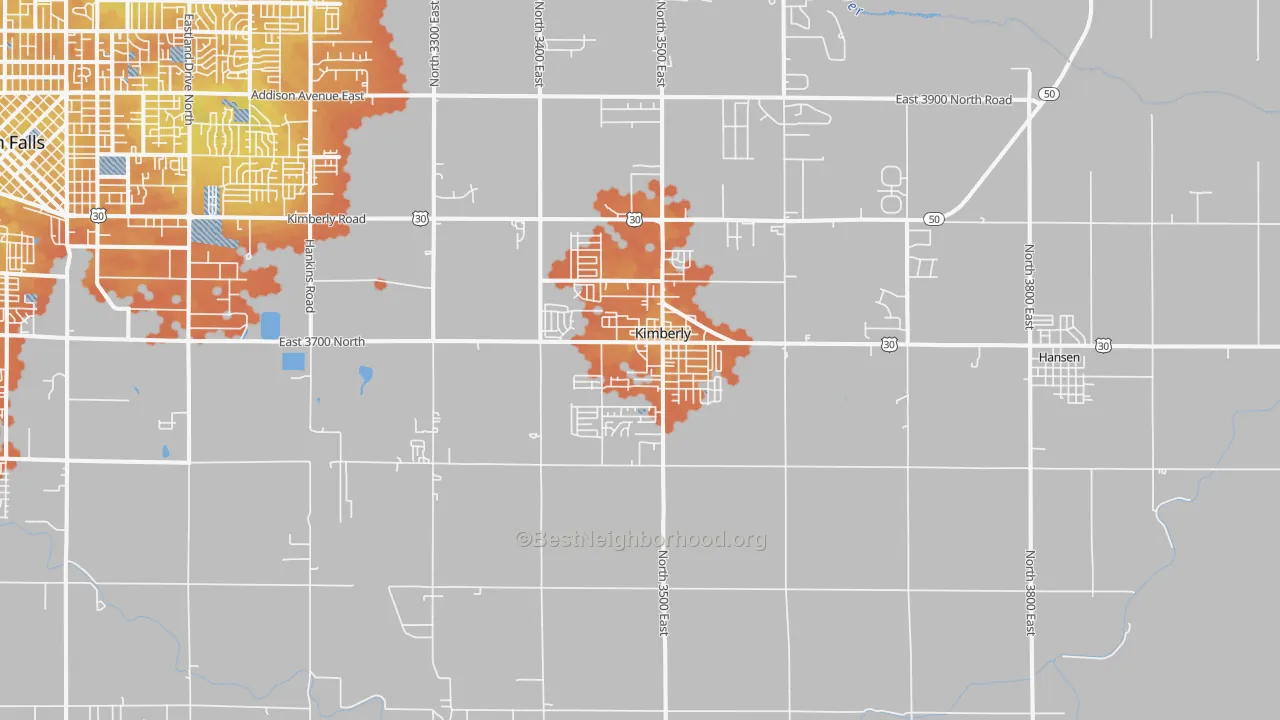 Bike Grade map of 83341, ID