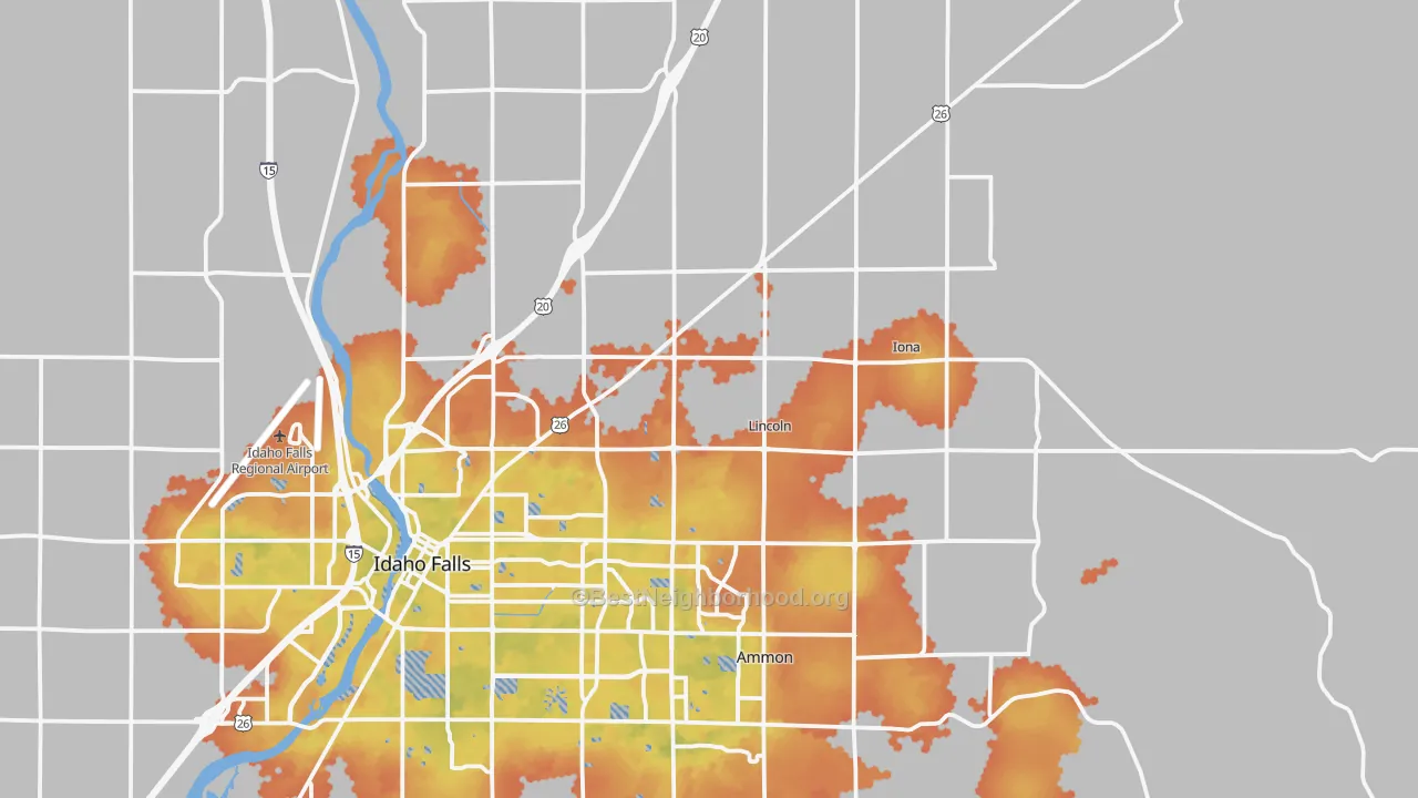 Bike Grade map of 83401, ID