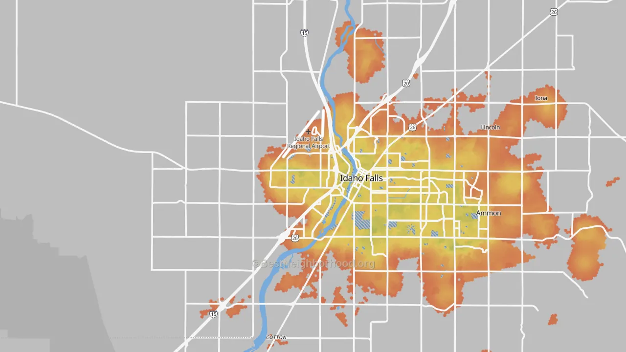 Bike Grade map of 83402, ID