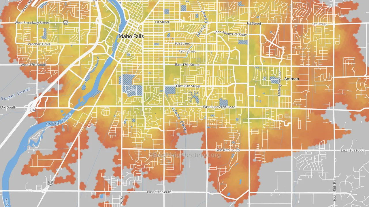 Bike Grade map of 83404, ID