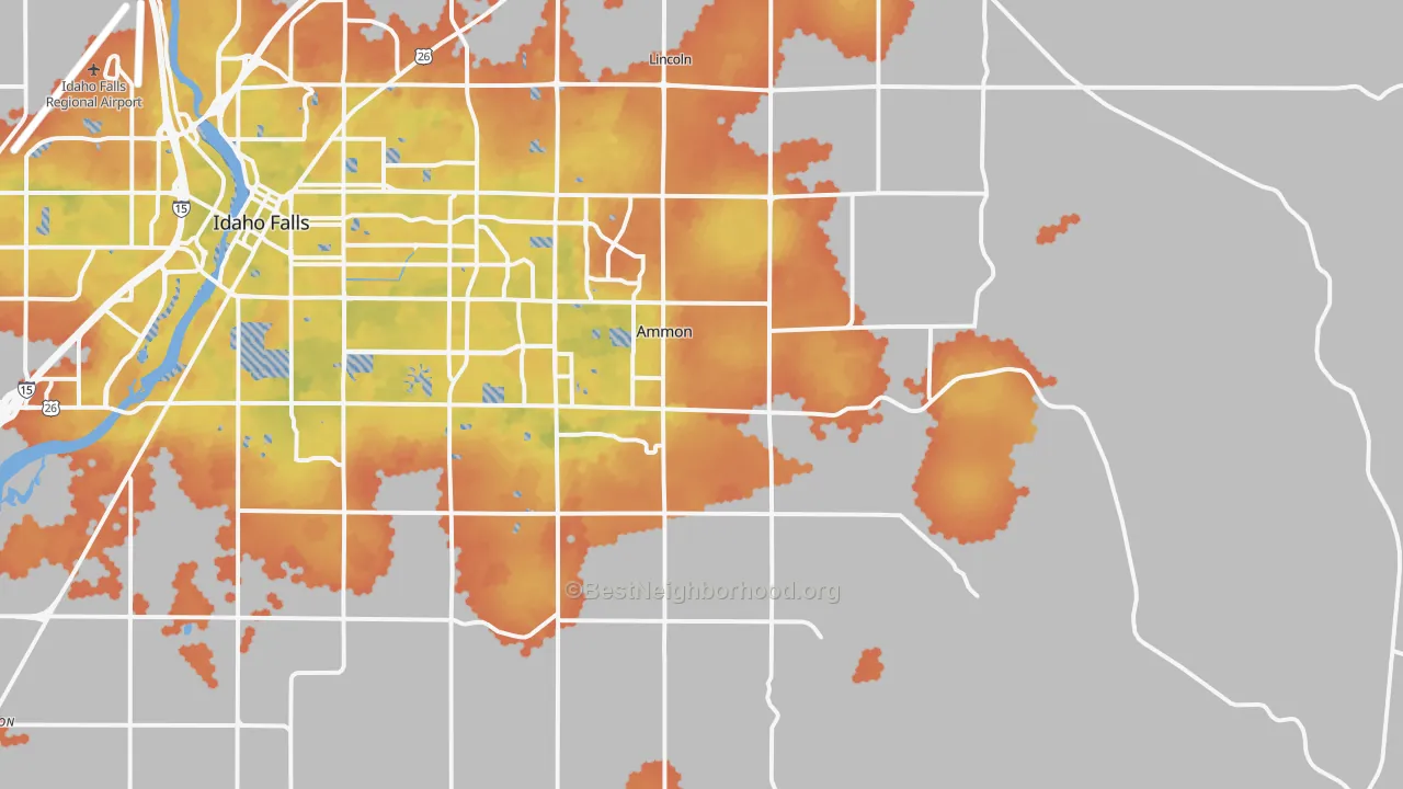 Bike Grade map of 83406, ID