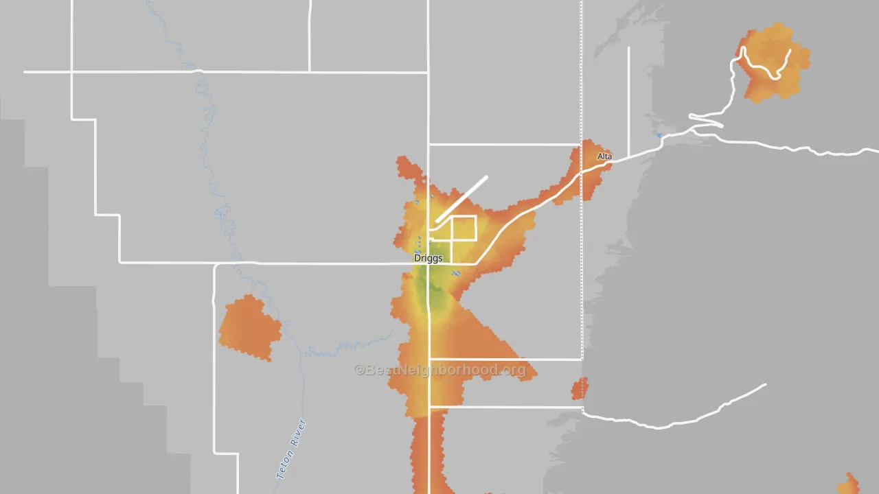 Bike Grade map of 83422, ID