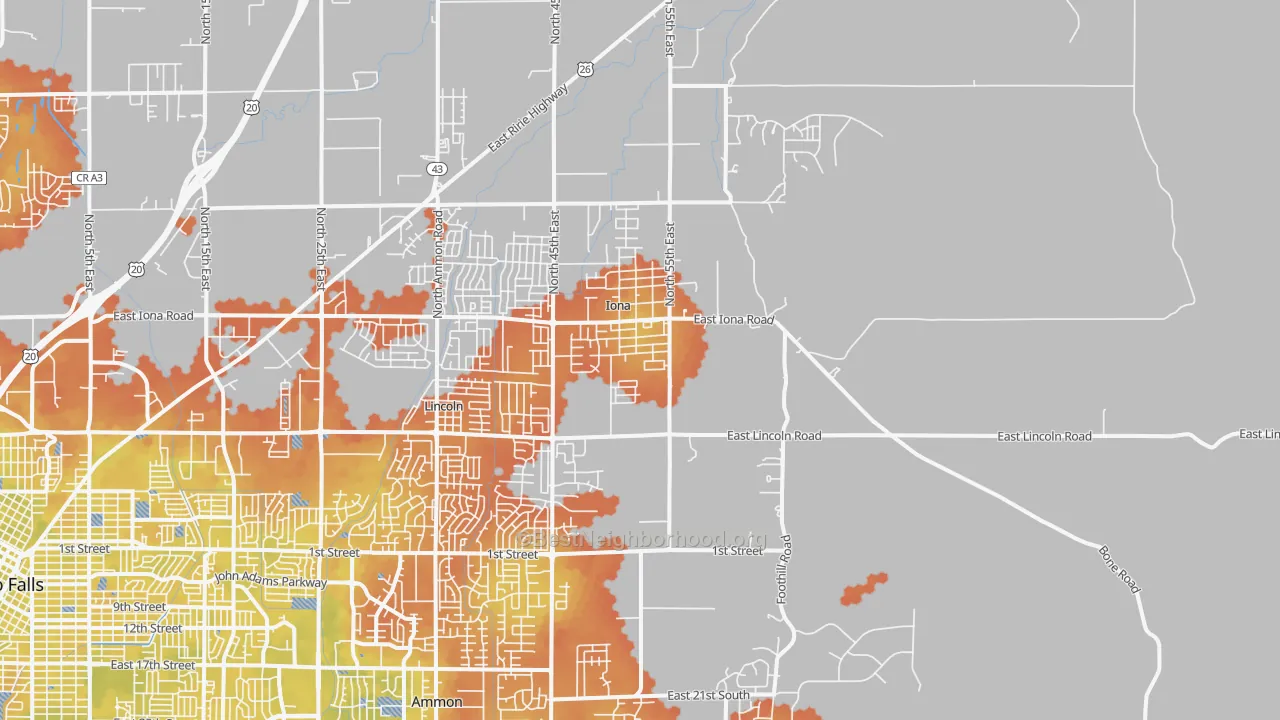 Bike Grade map of 83427, ID
