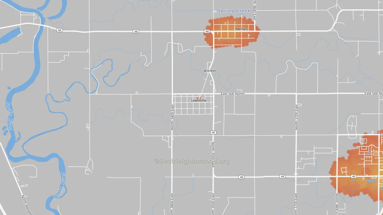 Bike Grade map of 83431, ID