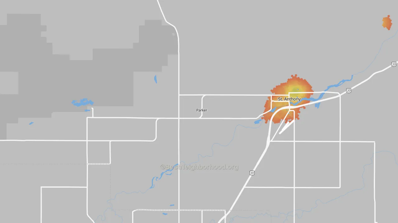 Bike Grade map of 83438, ID