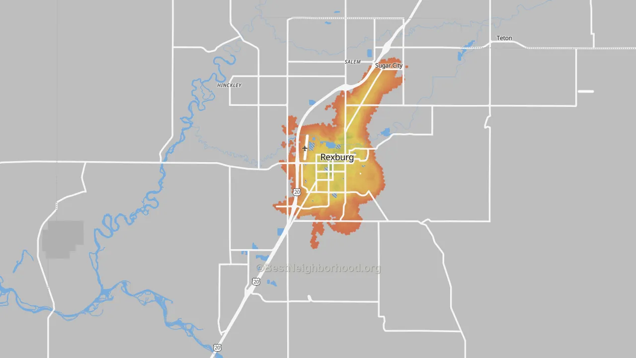 Bike Grade map of 83440, ID