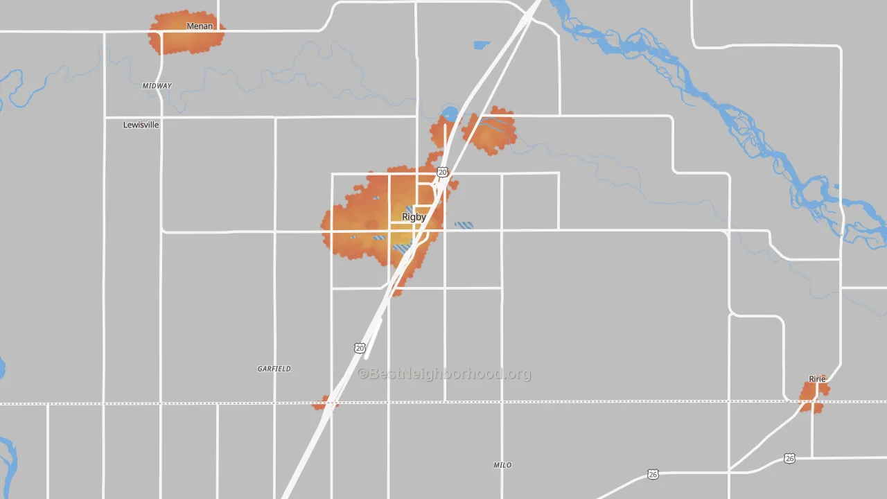 Bike Grade map of 83442, ID
