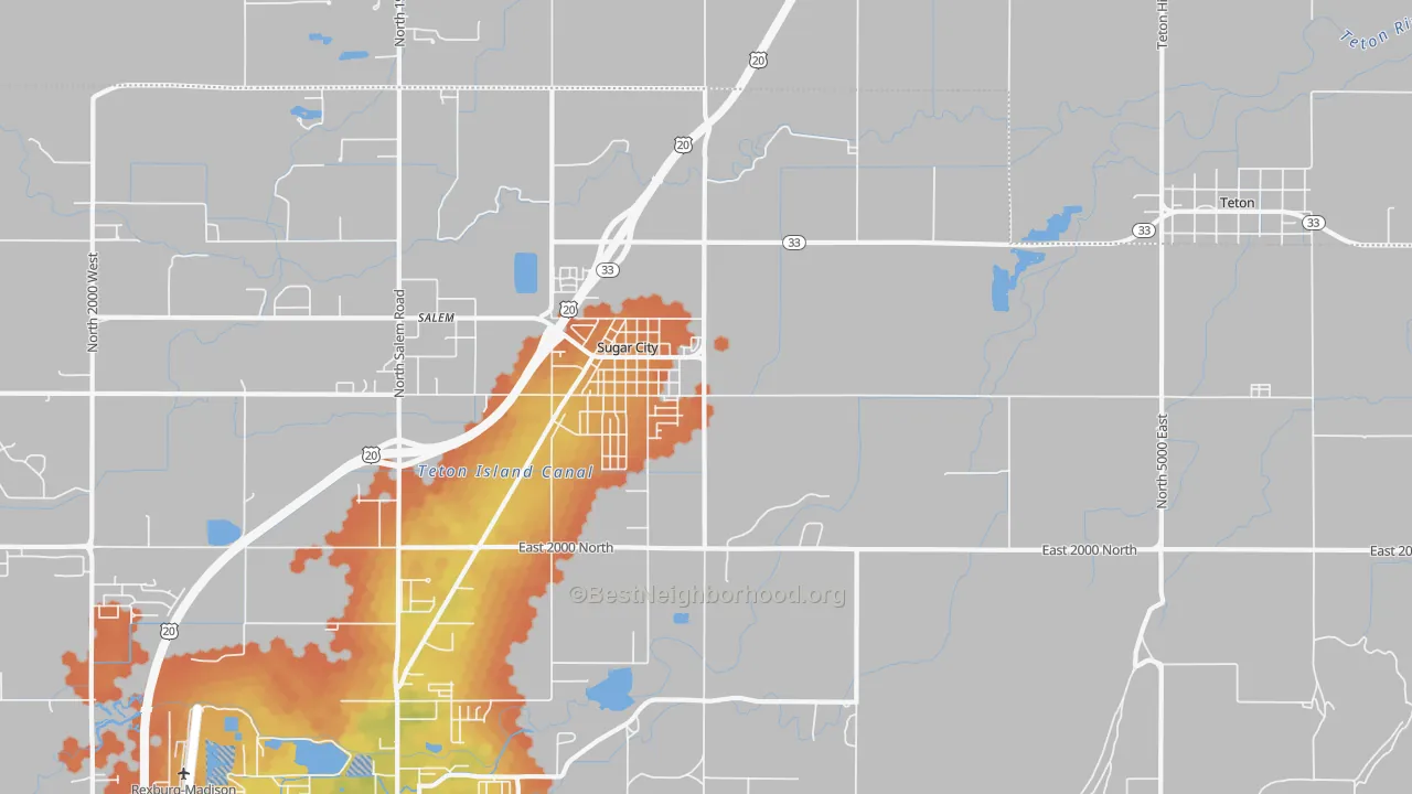 Bike Grade map of 83448, ID