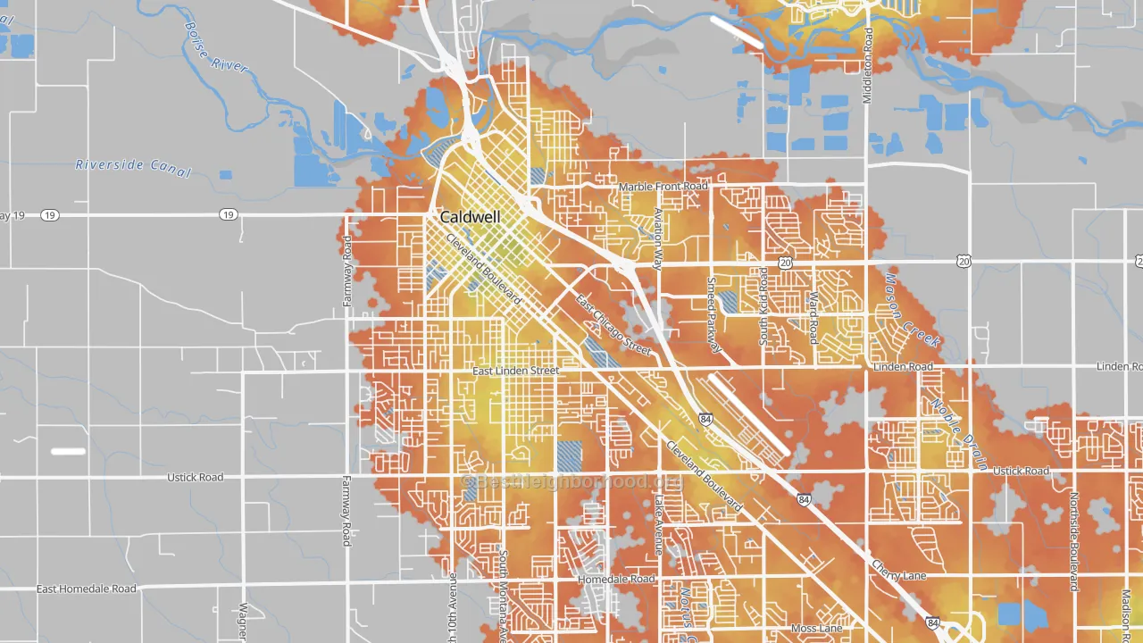Bike Grade map of 83605, ID