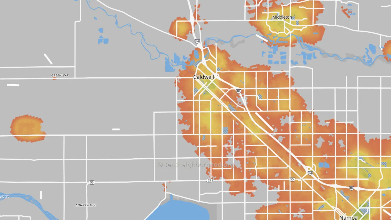 Bike Grade map of 83607, ID