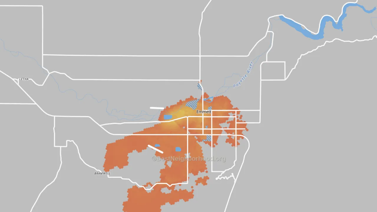 Bike Grade map of 83617, ID