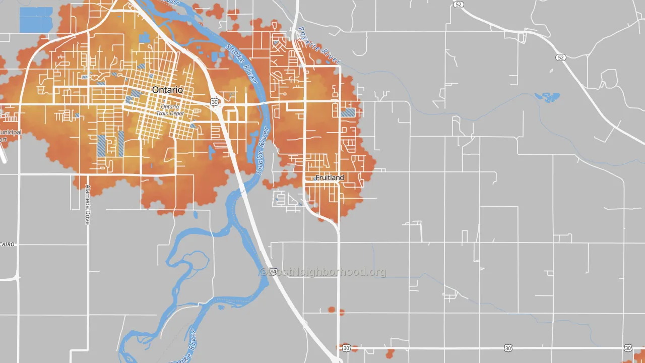 Bike Grade map of 83619, ID