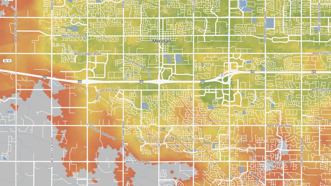 Bike Grade map of 83642, ID