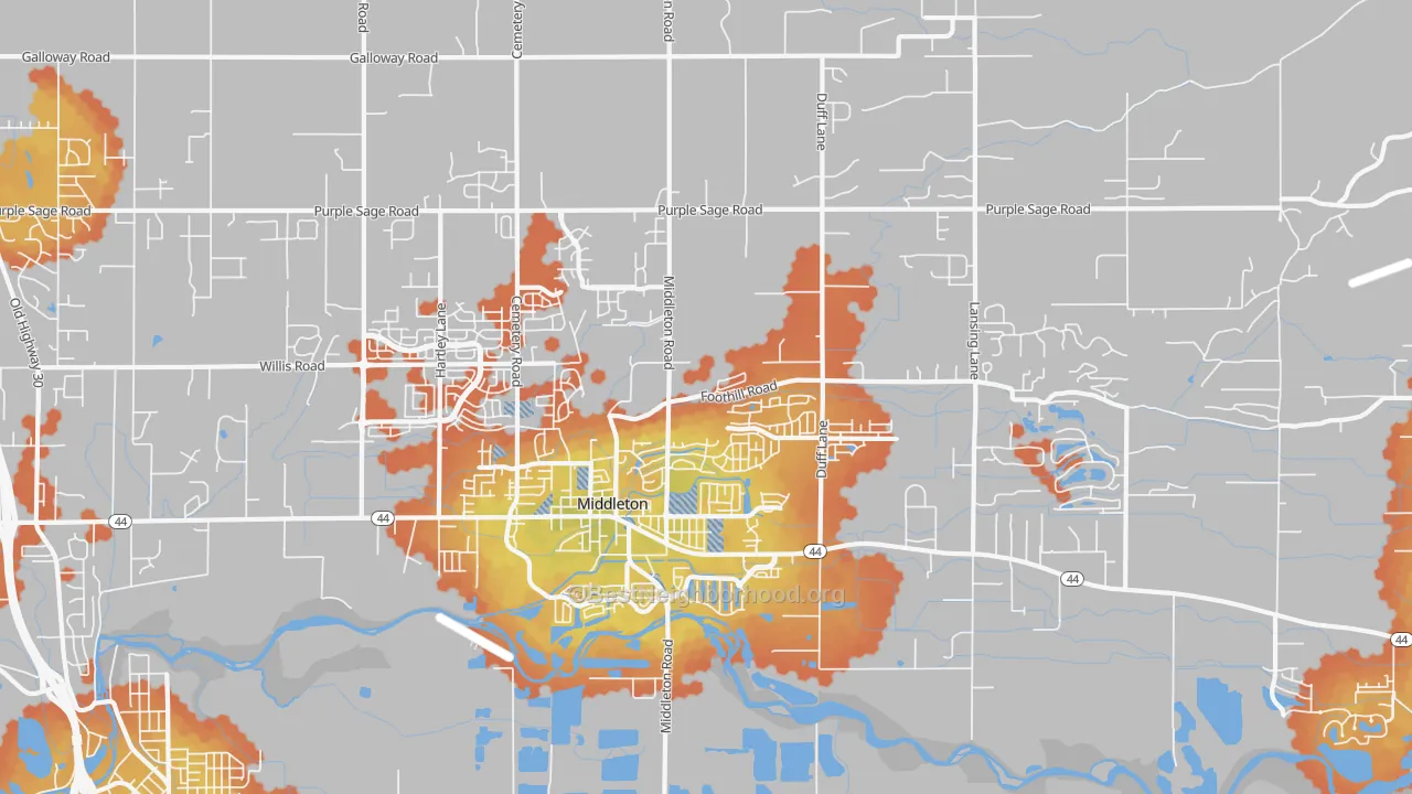 Bike Grade map of 83644, ID