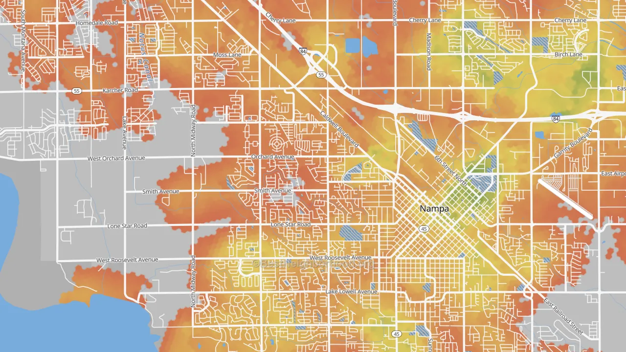 Bike Grade map of 83651, ID