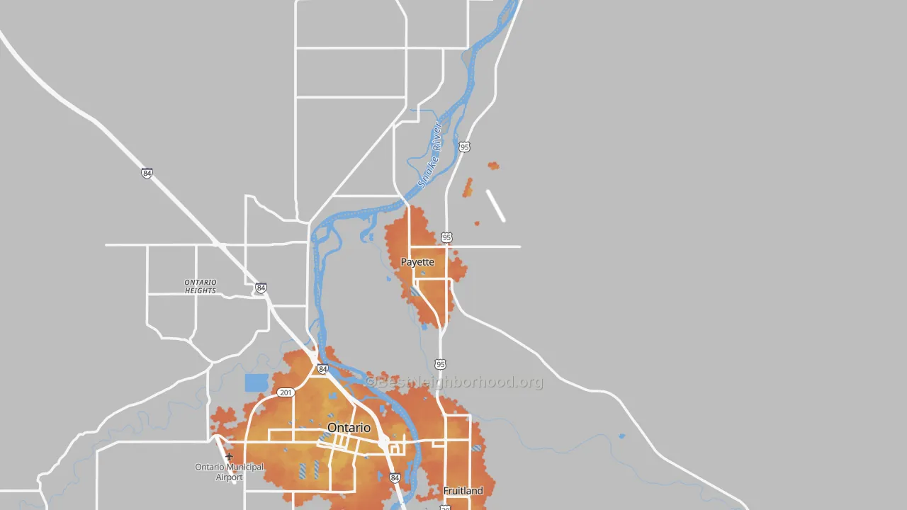 Bike Grade map of 83661, ID