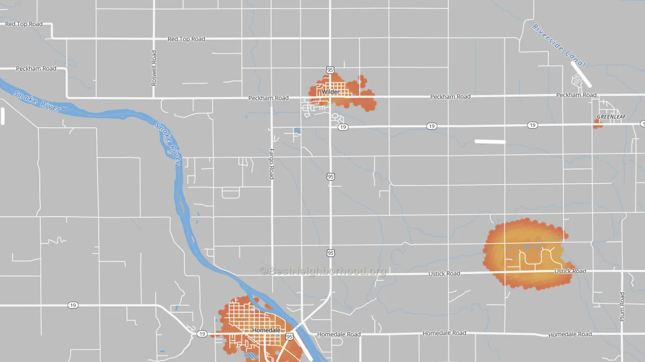 Bike Grade map of 83676, ID