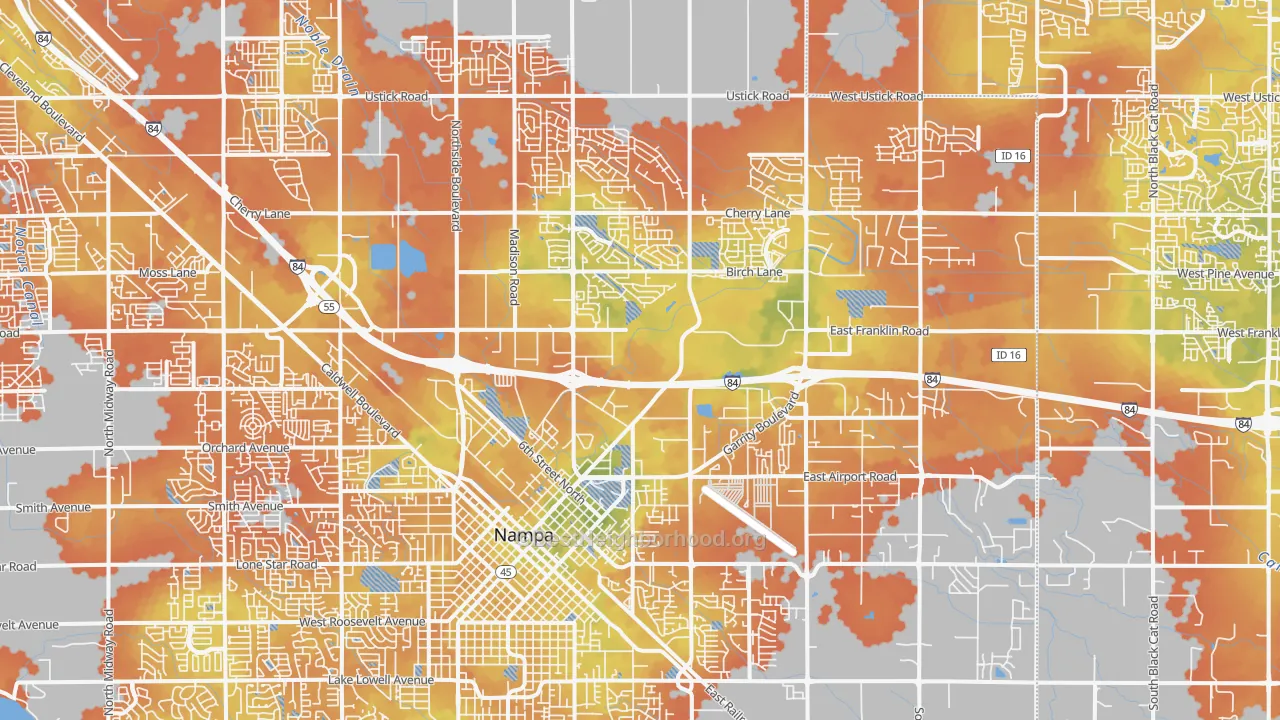 Bike Grade map of 83687, ID