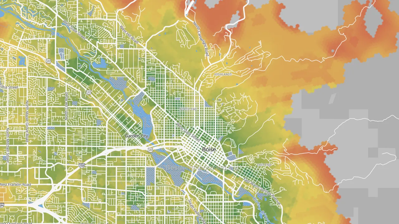 Bike Grade map of 83702, ID