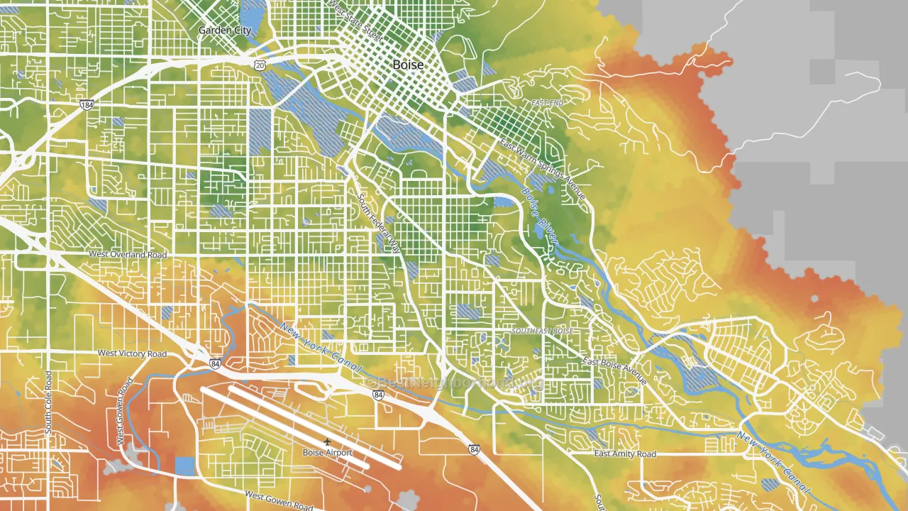 Bike Grade map of 83706, ID