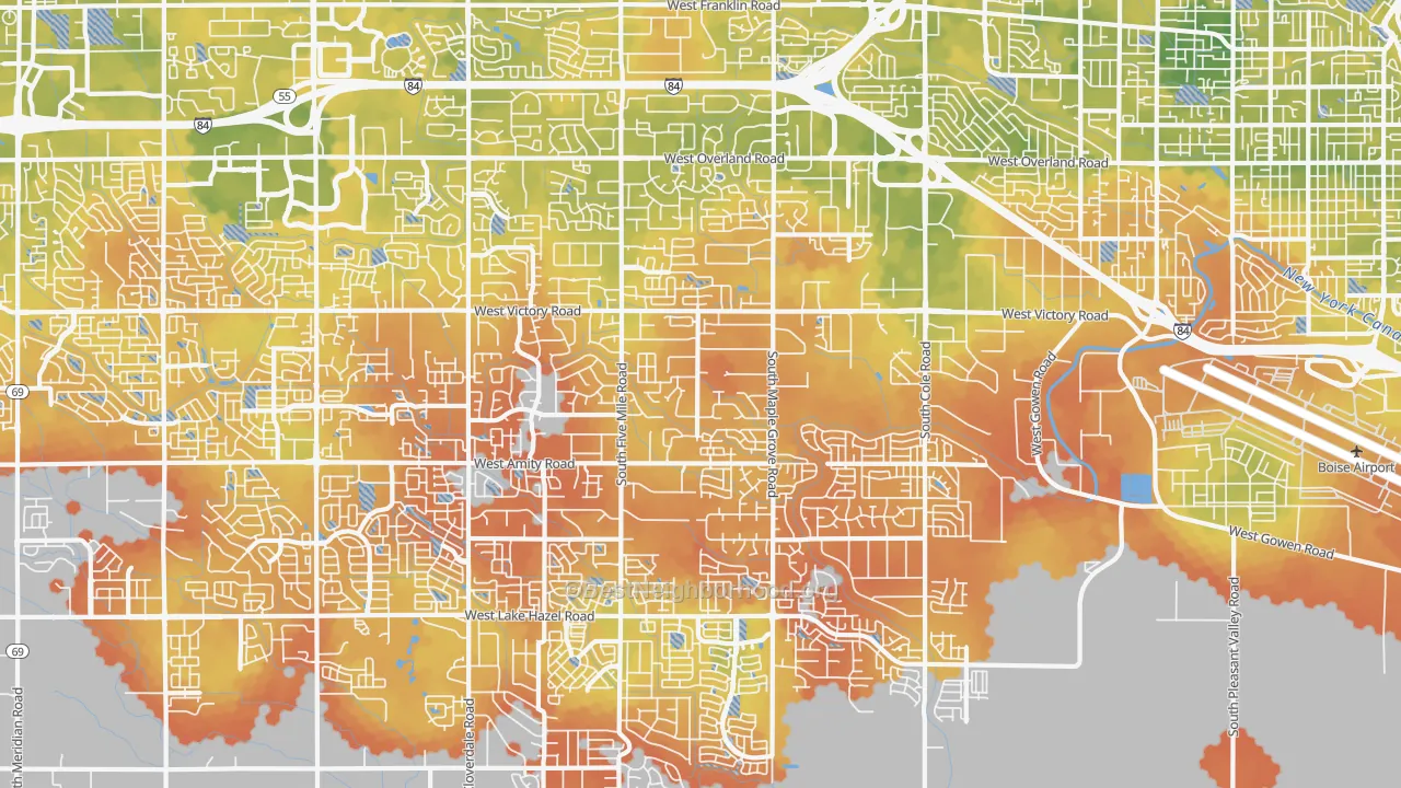 Bike Grade map of 83709, ID