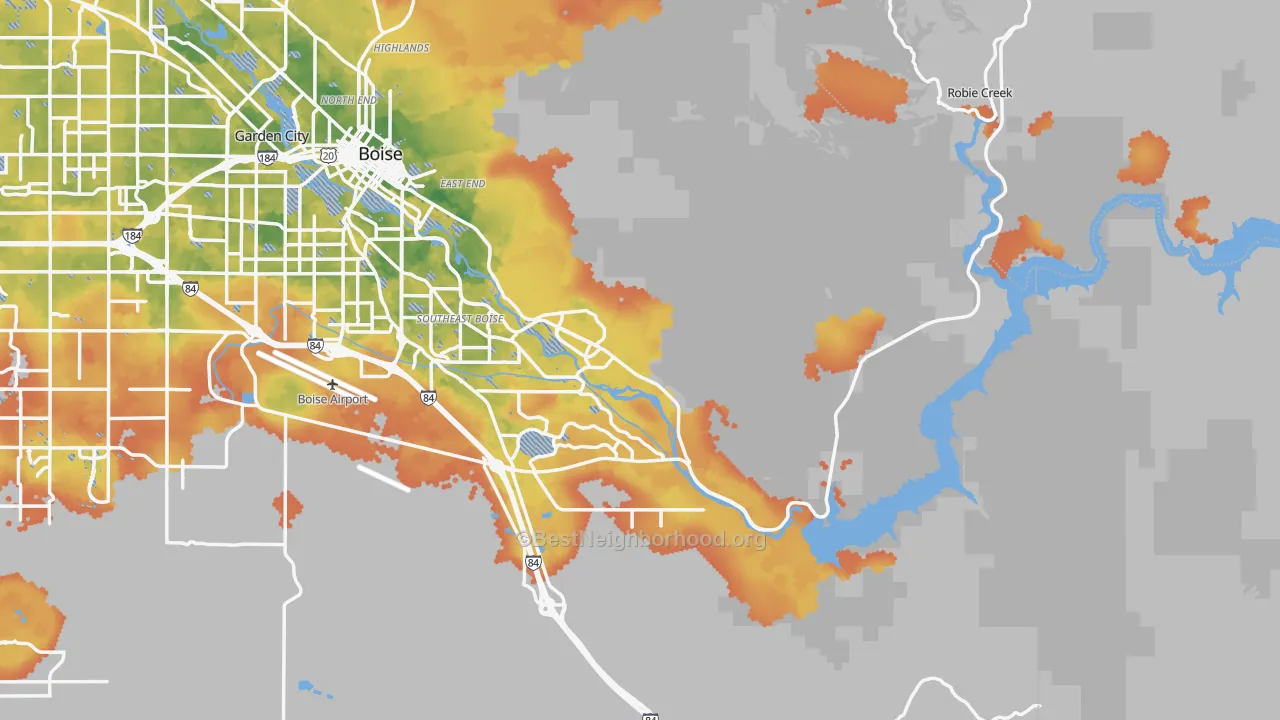Bike Grade map of 83716, ID