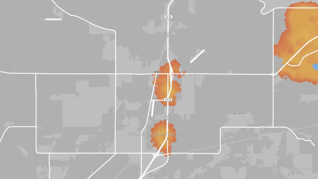 Bike Grade map of 83801, ID