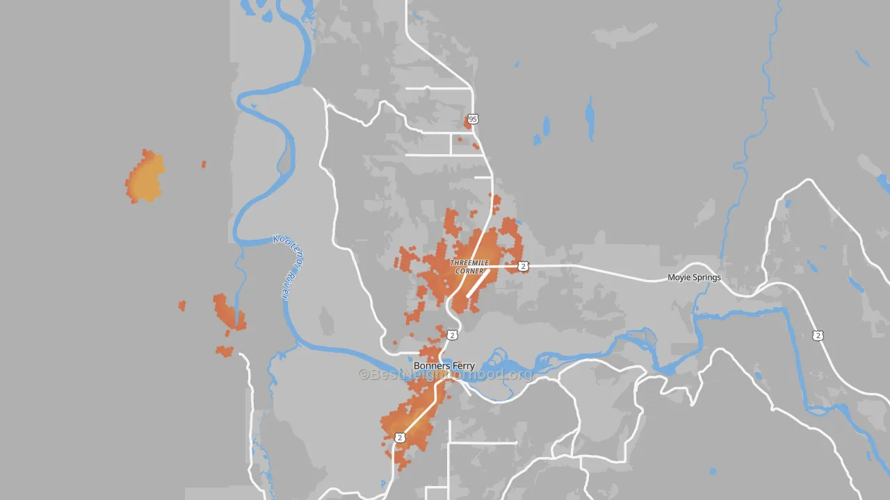Bike Grade map of 83805, ID