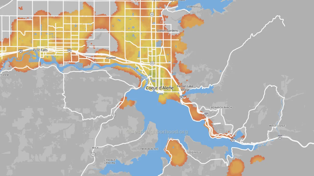 Bike Grade map of 83814, ID