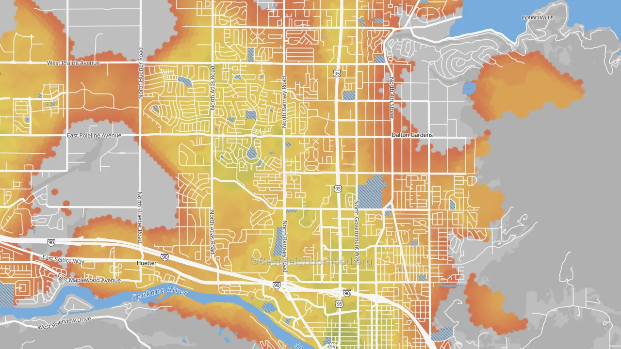 Bike Grade map of 83815, ID