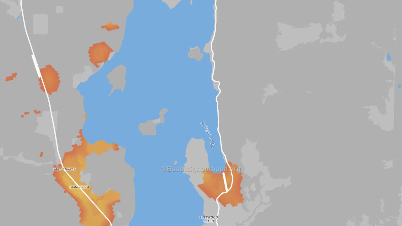 Bike Grade map of 83821, ID