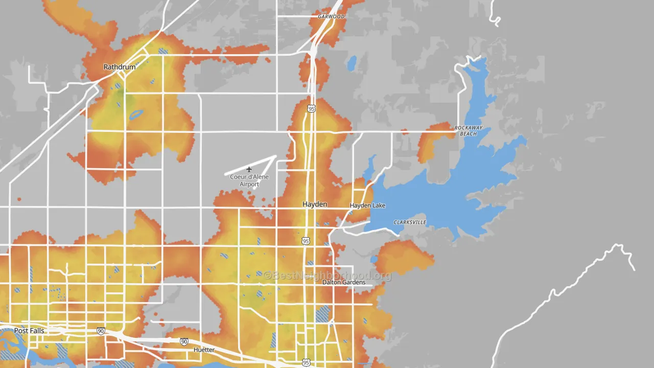 Bike Grade map of 83835, ID
