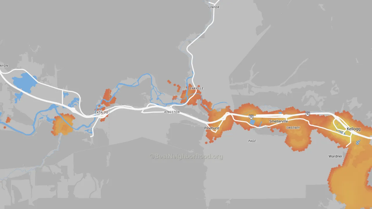 Bike Grade map of 83839, ID