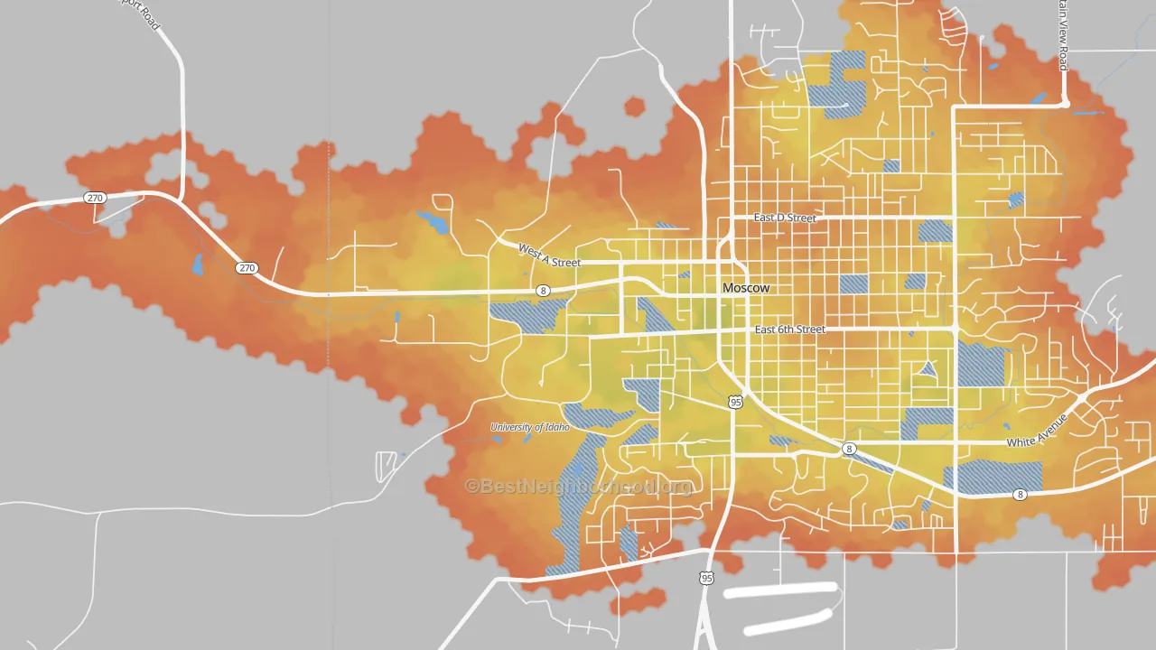 Bike Grade map of 83844, ID