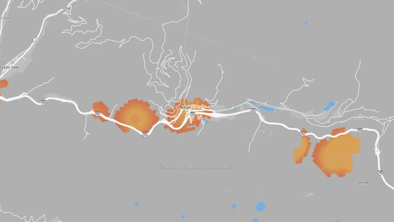 Bike Grade map of 83846, ID