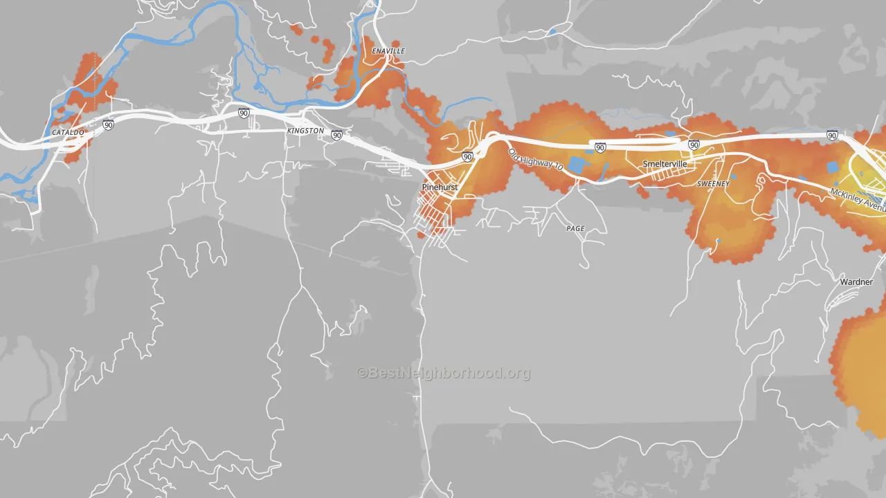 Bike Grade map of 83850, ID